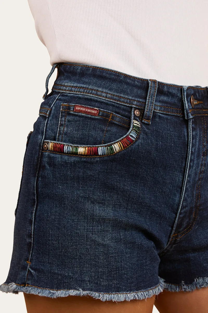 Sale Ringers Western Gracie Womens Denim Short - Dark Wash Blue