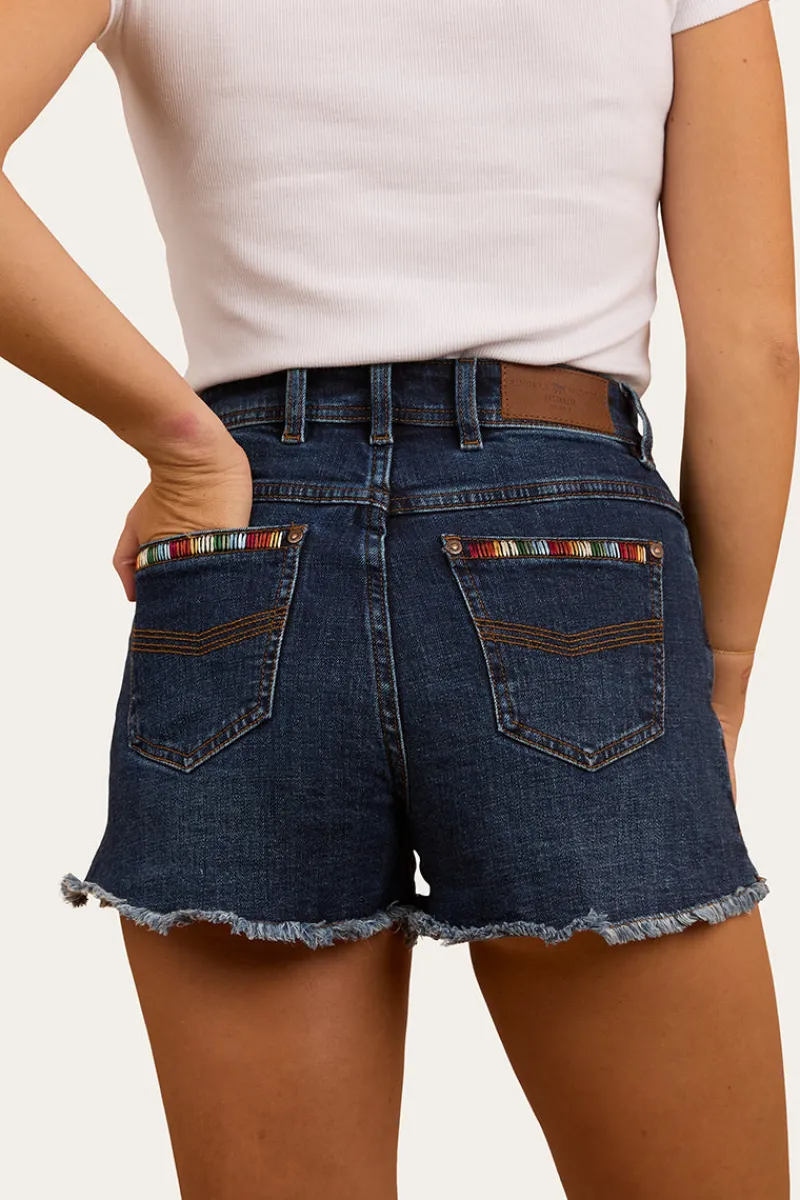 Sale Ringers Western Gracie Womens Denim Short - Dark Wash Blue