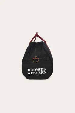 New Ringers Western Gundagai Duffle Bag - Black & Maroon with White Print
