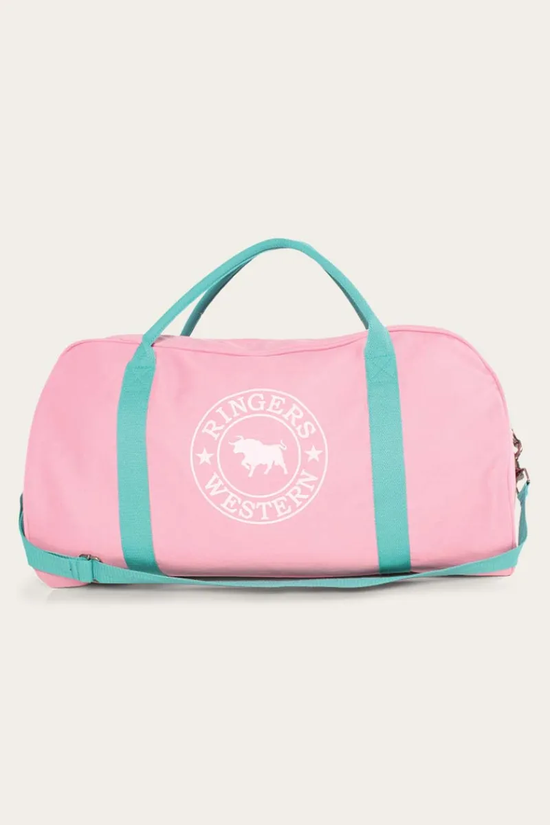 Clearance Ringers Western Gundagai Duffle Bag - Pink and Mint with White Logo