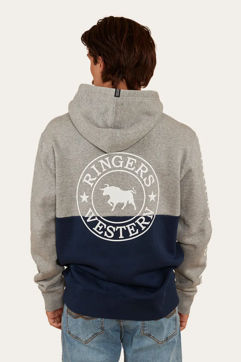 Hot Ringers Western Hahndorf Mens Hoodie - Grey Marle/Navy