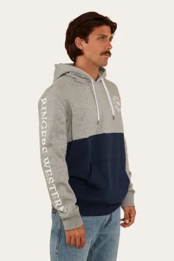 Hot Ringers Western Hahndorf Mens Hoodie - Grey Marle/Navy