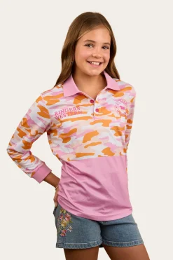 Sale Ringers Western Halls Creek Kids Fishing Jersey - Pink Camo