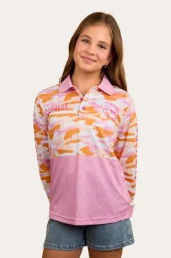Sale Ringers Western Halls Creek Kids Fishing Jersey - Pink Camo