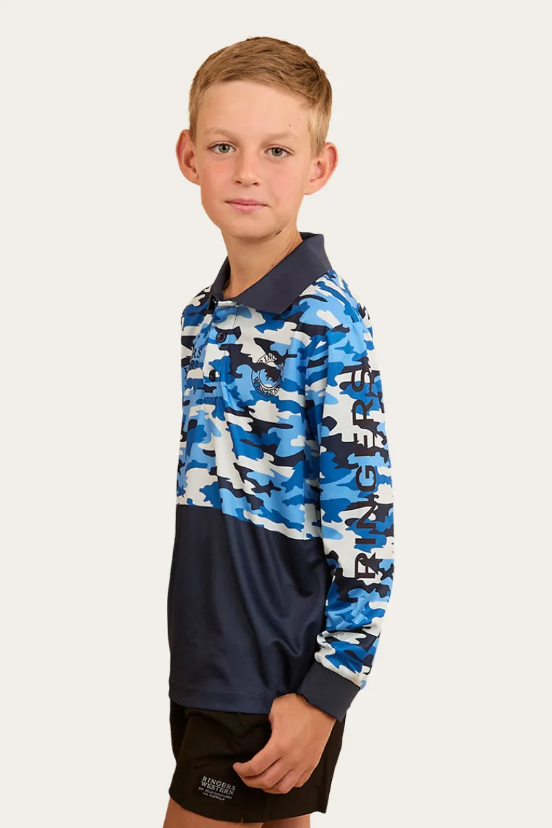 New Ringers Western Halls Creek Kids Fishing Jersey - Blue Camo