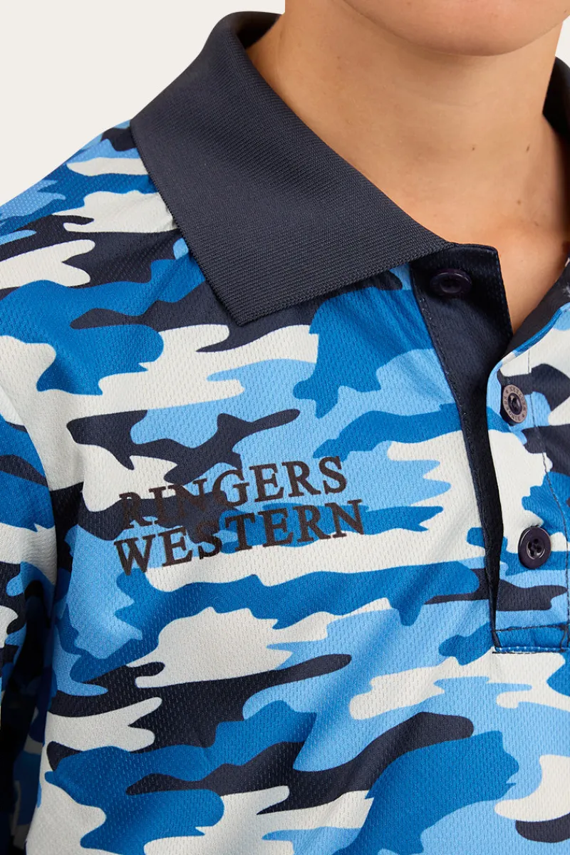 New Ringers Western Halls Creek Kids Fishing Jersey - Blue Camo