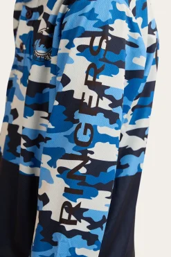 New Ringers Western Halls Creek Kids Fishing Jersey - Blue Camo
