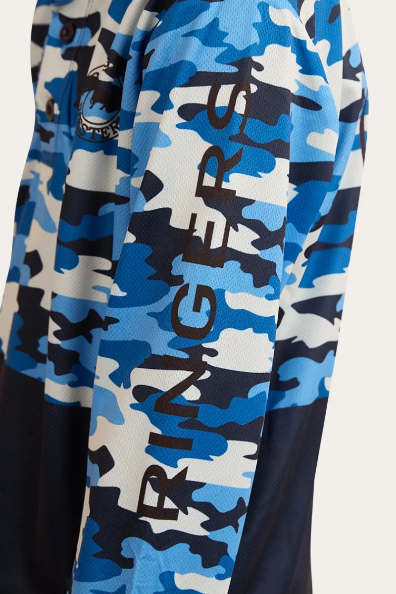 New Ringers Western Halls Creek Kids Fishing Jersey - Blue Camo