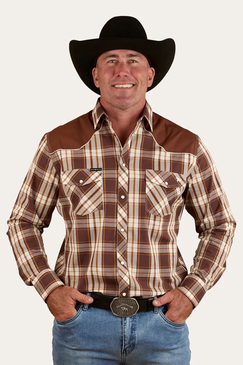 Online Ringers Western Hamersley Mens Western Shirt - Chocolate