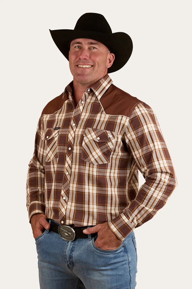 Online Ringers Western Hamersley Mens Western Shirt - Chocolate