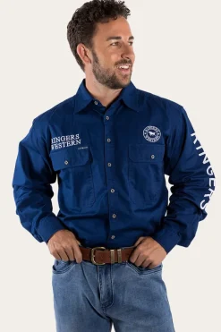 Best Ringers Western Hawkeye Mens Full Button Work Shirt - Navy/White