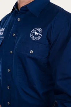 Best Ringers Western Hawkeye Mens Full Button Work Shirt - Navy/White
