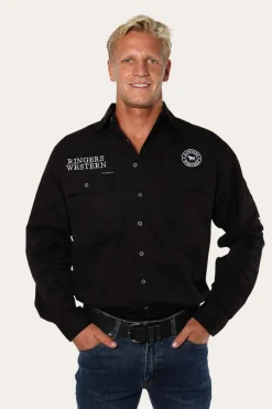 Sale Ringers Western Hawkeye Mens Full Button Work Shirt - Black/White