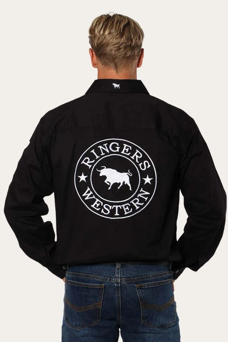 Sale Ringers Western Hawkeye Mens Full Button Work Shirt - Black/White