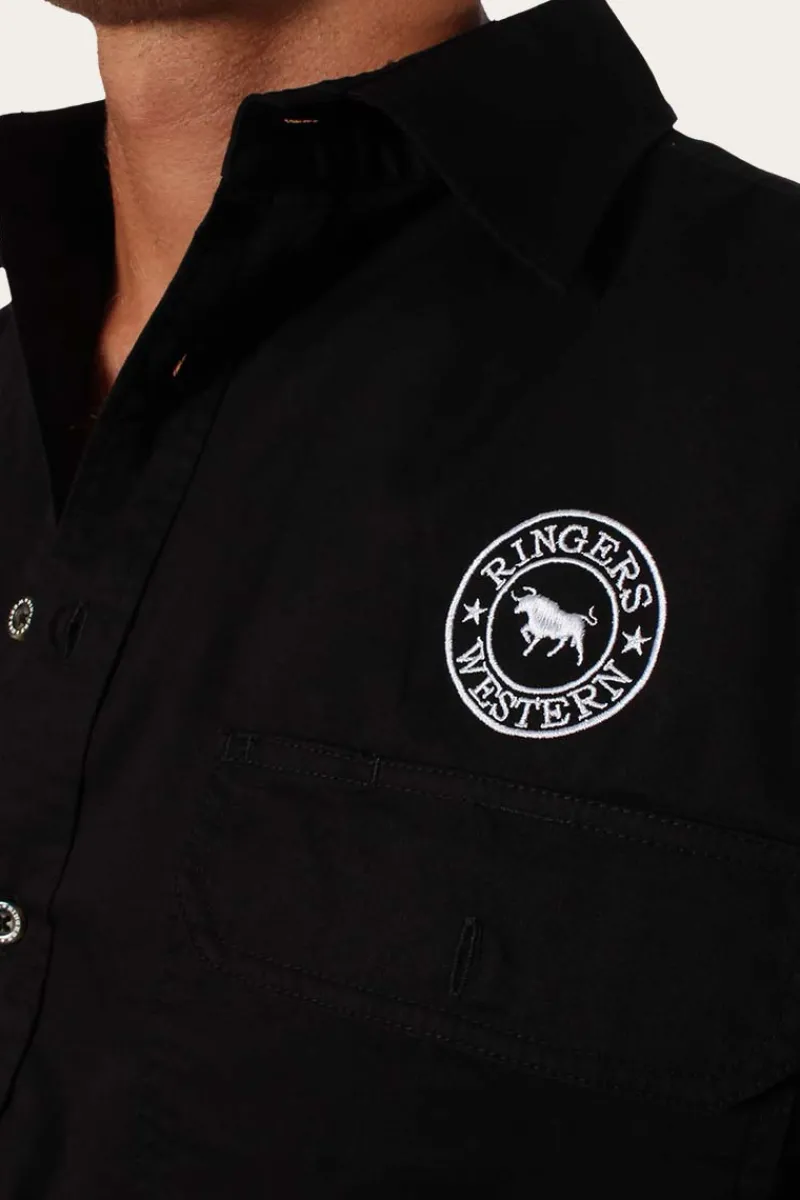 Sale Ringers Western Hawkeye Mens Full Button Work Shirt - Black/White