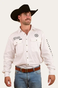Online Ringers Western Hawkeye Mens Full Button Work Shirt - White/Black