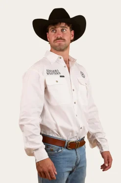Online Ringers Western Hawkeye Mens Full Button Work Shirt - White/Black