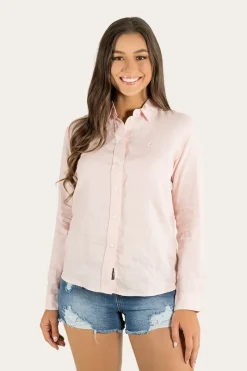 New Ringers Western Hayley Womens Relaxed Linen Dress Shirt - Ice Pink
