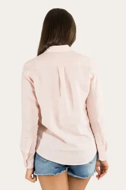 New Ringers Western Hayley Womens Relaxed Linen Dress Shirt - Ice Pink