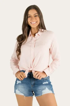 New Ringers Western Hayley Womens Relaxed Linen Dress Shirt - Ice Pink