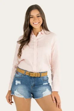 New Ringers Western Hayley Womens Relaxed Linen Dress Shirt - Ice Pink
