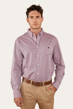 Sale Ringers Western Heritage Mens Check Dress Shirt - Burgundy