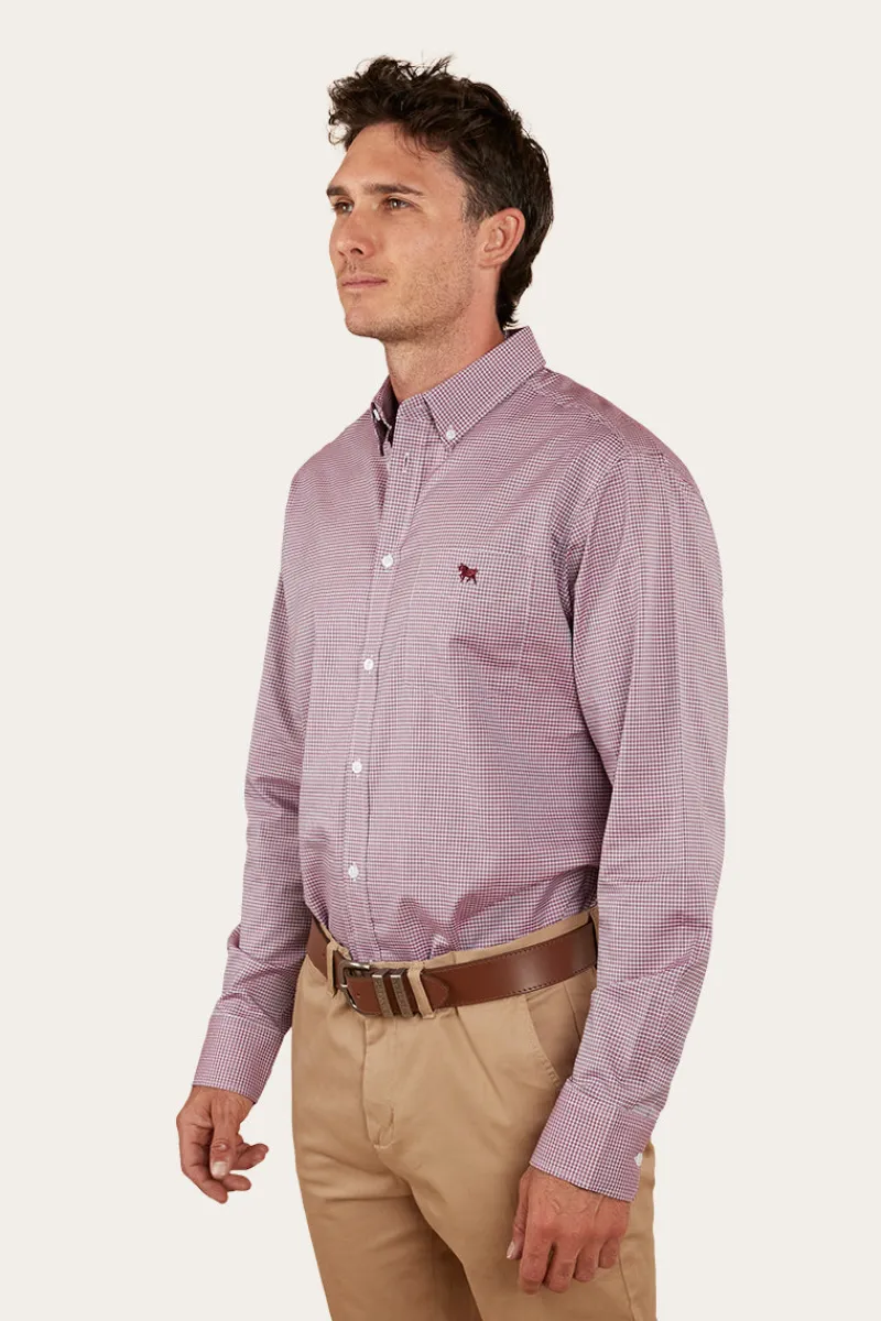 Sale Ringers Western Heritage Mens Check Dress Shirt - Burgundy