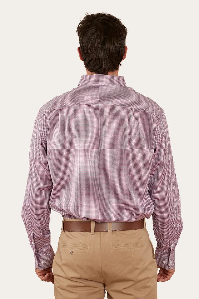 Sale Ringers Western Heritage Mens Check Dress Shirt - Burgundy