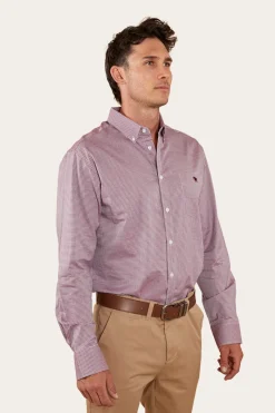 Sale Ringers Western Heritage Mens Check Dress Shirt - Burgundy