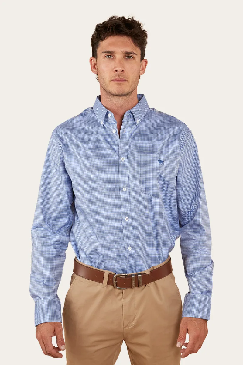 Sale Ringers Western Heritage Mens Check Dress Shirt - Blue