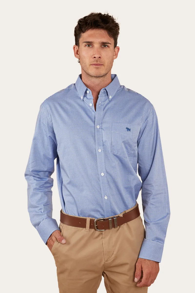 Sale Ringers Western Heritage Mens Check Dress Shirt - Blue