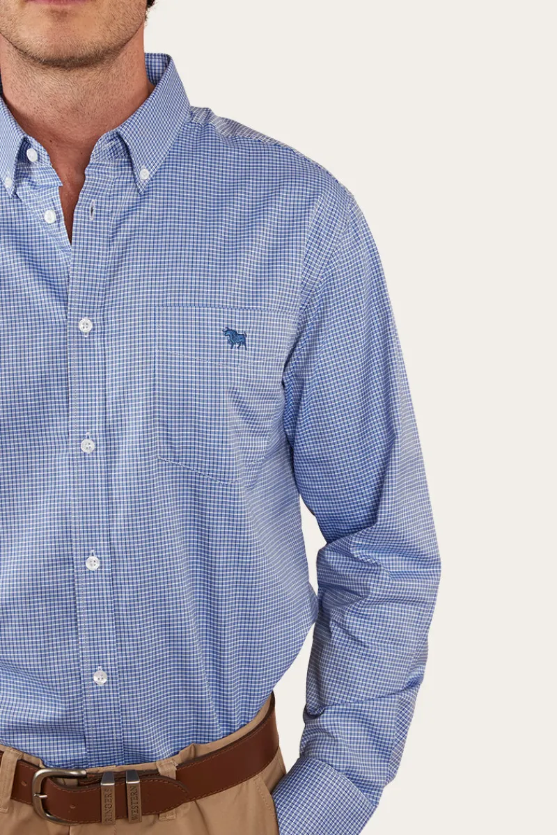 Sale Ringers Western Heritage Mens Check Dress Shirt - Blue