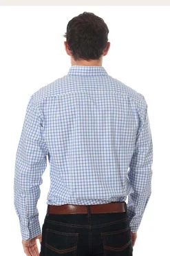 Clearance Ringers Western Heritage Mens Check Dress Shirt - Blue/White