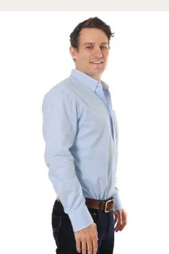 Clearance Ringers Western Heritage Mens Plain Dress Shirt - Chambray Blue