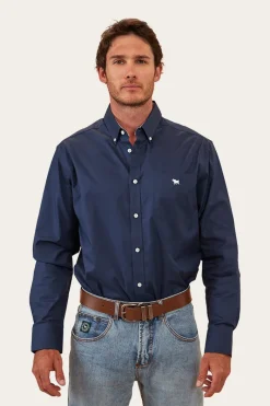 Outlet Ringers Western Heritage Mens Plain Dress Shirt - Navy