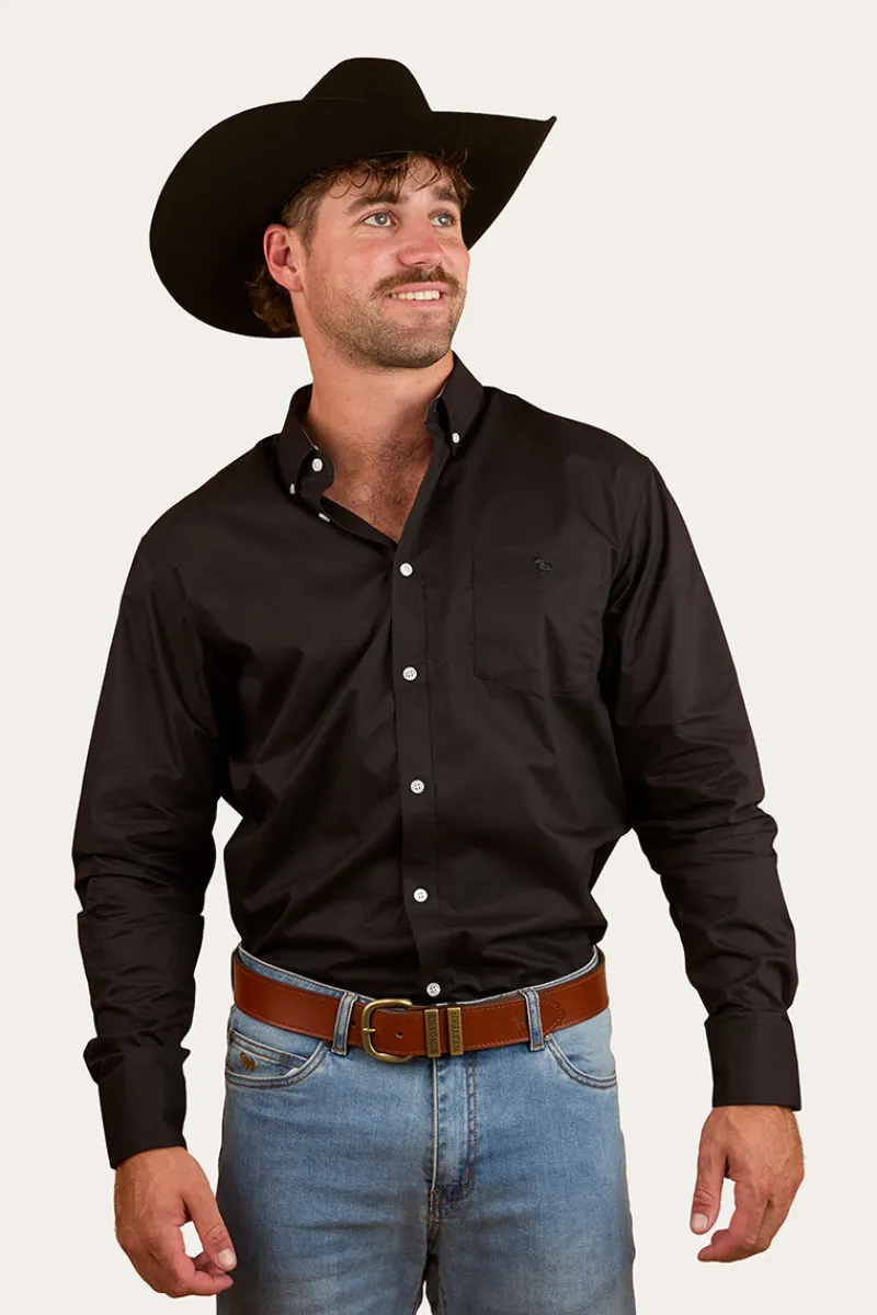 Online Ringers Western Heritage Mens Plain Dress Shirt - Black