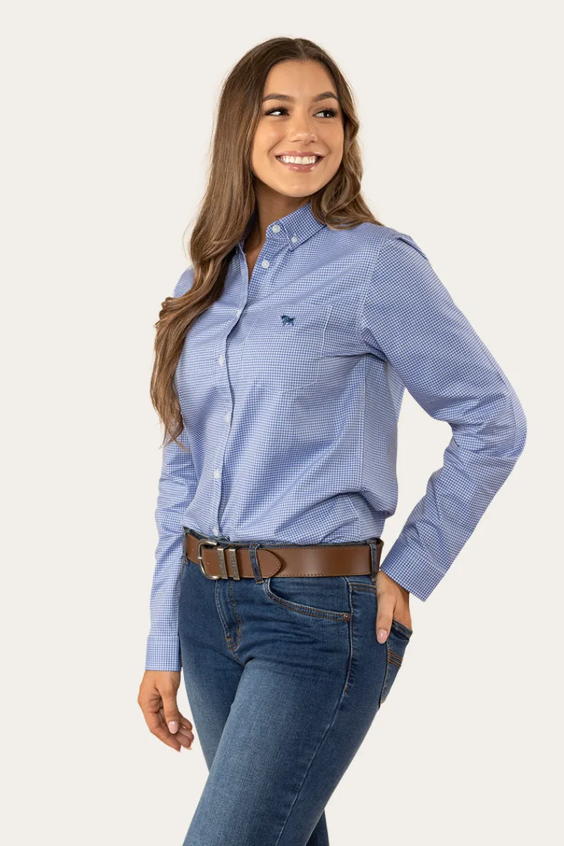 New Ringers Western Heritage Womens Check Dress Shirt - Blue