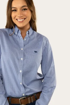 New Ringers Western Heritage Womens Check Dress Shirt - Blue