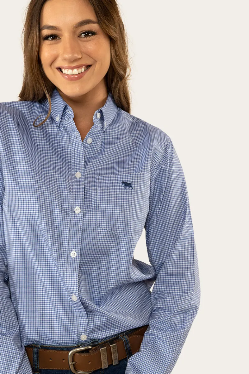 New Ringers Western Heritage Womens Check Dress Shirt - Blue