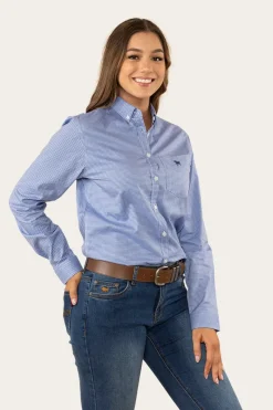 New Ringers Western Heritage Womens Check Dress Shirt - Blue
