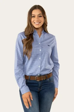 New Ringers Western Heritage Womens Check Dress Shirt - Blue