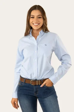 Outlet Ringers Western Heritage Womens Plain Dress Shirt - Chambray Blue