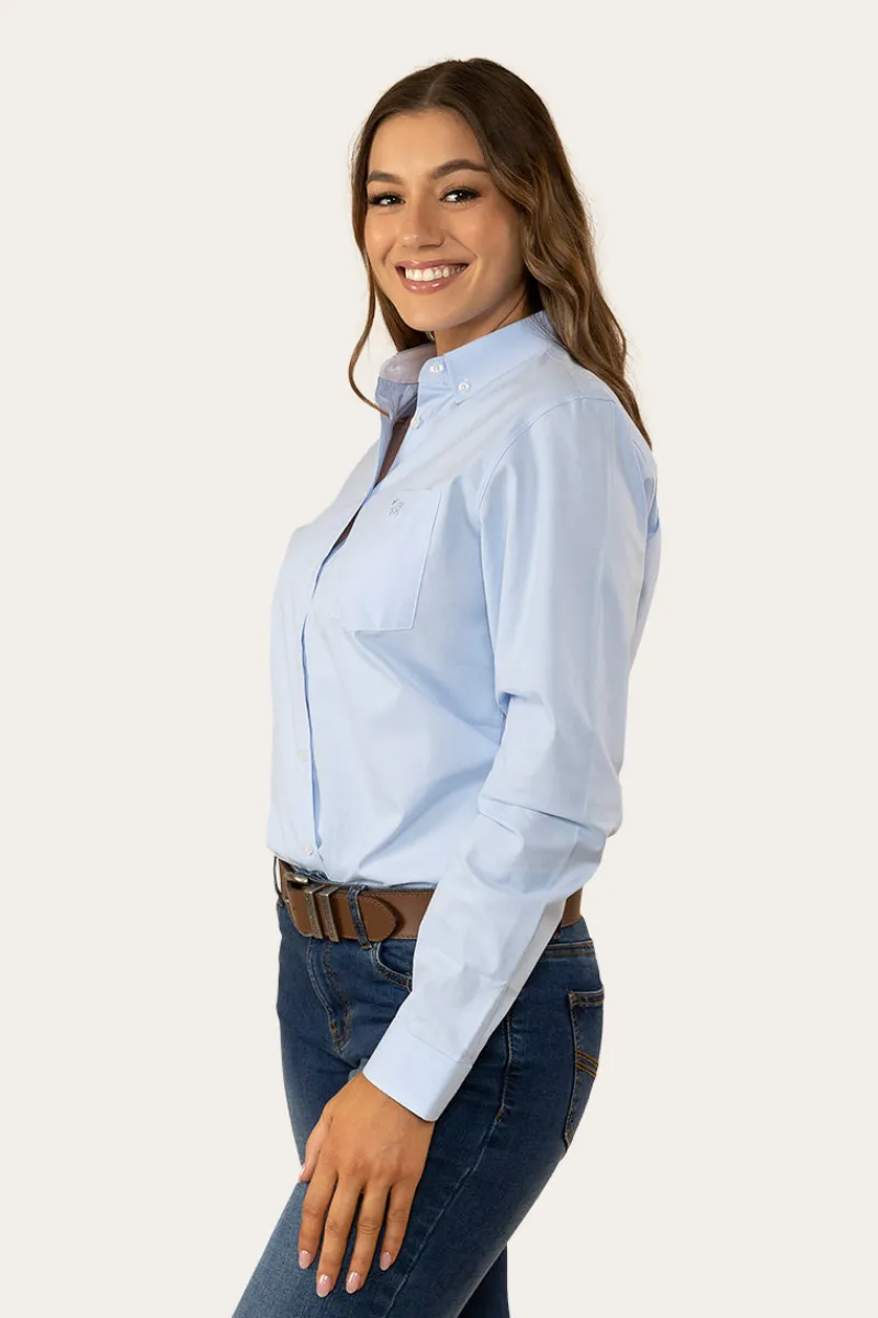 Outlet Ringers Western Heritage Womens Plain Dress Shirt - Chambray Blue