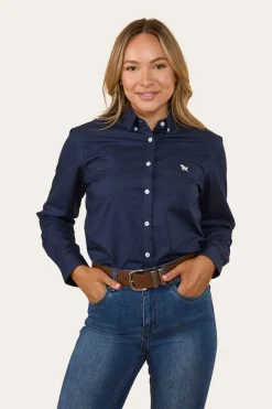 New Ringers Western Heritage Womens Plain Dress Shirt - Navy