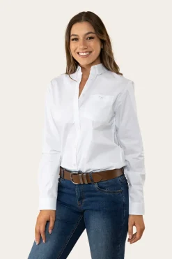Hot Ringers Western Heritage Womens Plain Dress Shirt - White