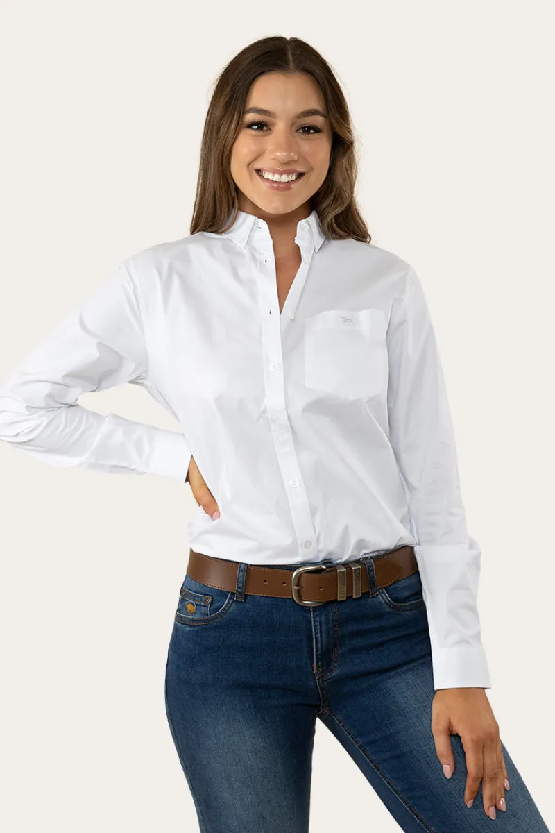 Hot Ringers Western Heritage Womens Plain Dress Shirt - White