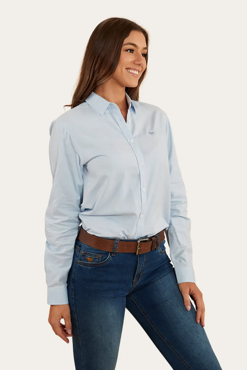 Outlet Ringers Western Homestead Womens Dress Shirt - Blue Chambray