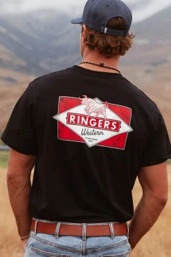Outlet Ringers Western Hometown Mens Loose Fit T-Shirt - Black