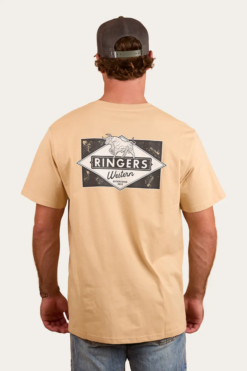 Discount Ringers Western Hometown Mens Loose Fit T-Shirt - Dark Sand