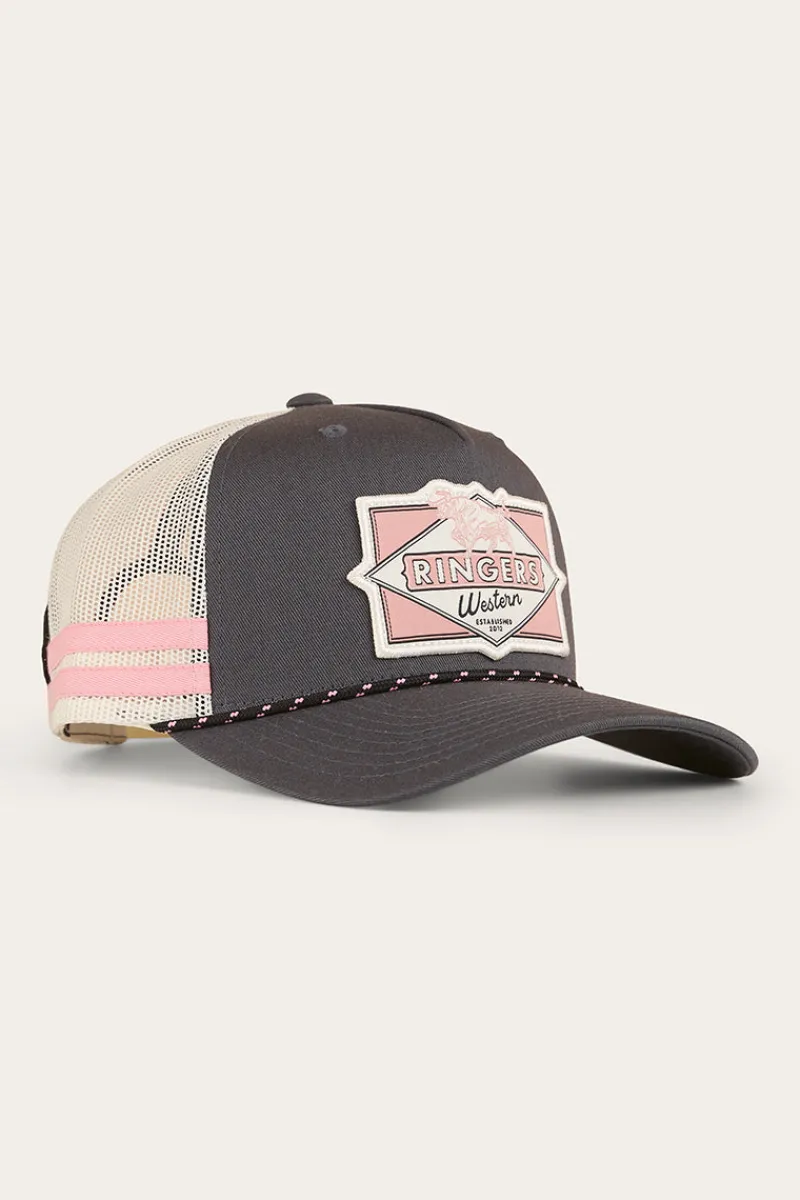 New Ringers Western Hometown Trucker Cap - Charcoal / Rosey